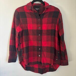 Madewell Flannel Side-Button Oversized Ex-Boyfriend Shirt in Buffalo Check
